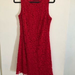 Ralph Laurent red lace evening mini dress